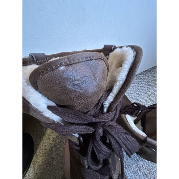 Roxy Bruna Fold Over Fuzzy Combat Boots Chocolate brown 8.5 - Picture 9 of 16